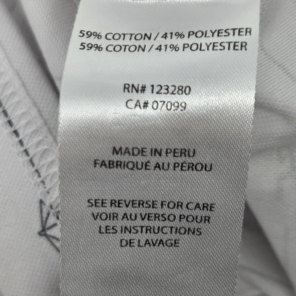 Travis Mathew Polo Shirt Mens XL White‎ Golf Cocktail Print Striped Short Sleeve